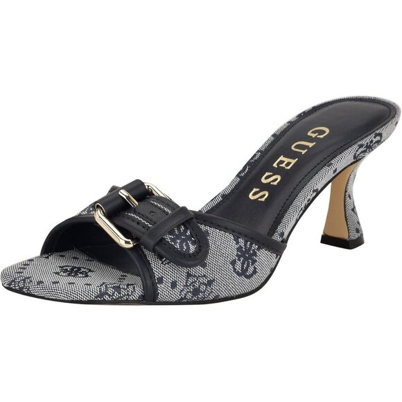 🆕Women's Dista Heeled Sandal Dark Blue Faux Leather Logo 401 - Elegant & Chic - Picture 1 of 6